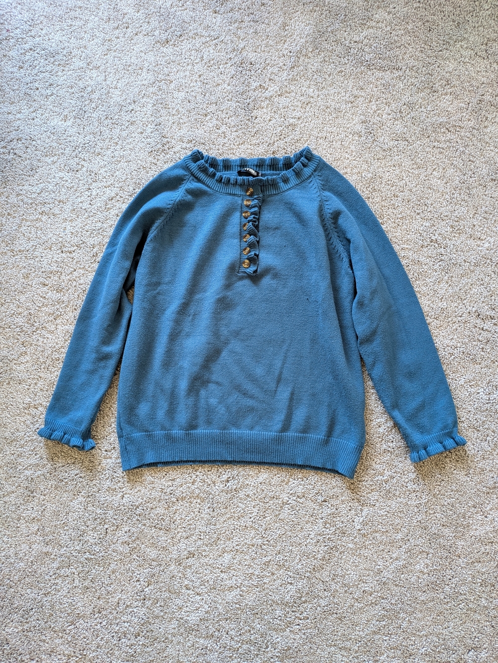 BTFBM Blue Button-Front Knit Sweater